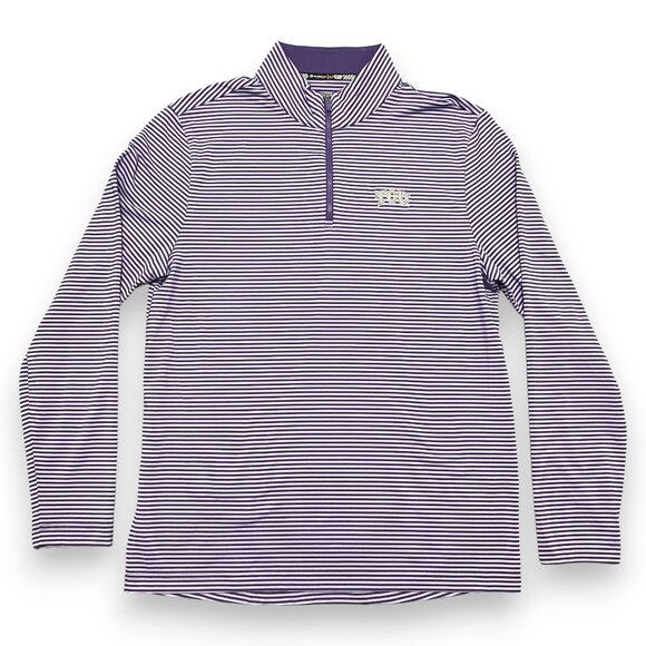 Southern Tide TCU Men's Striped Purple & Lavender Quarter Zip Size Medium - Picture 1 of 6